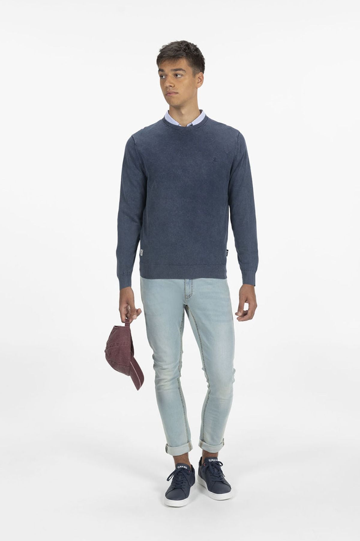 SWEATER DE MALHA LAVADA AZUL MARINHO DELAVÉ