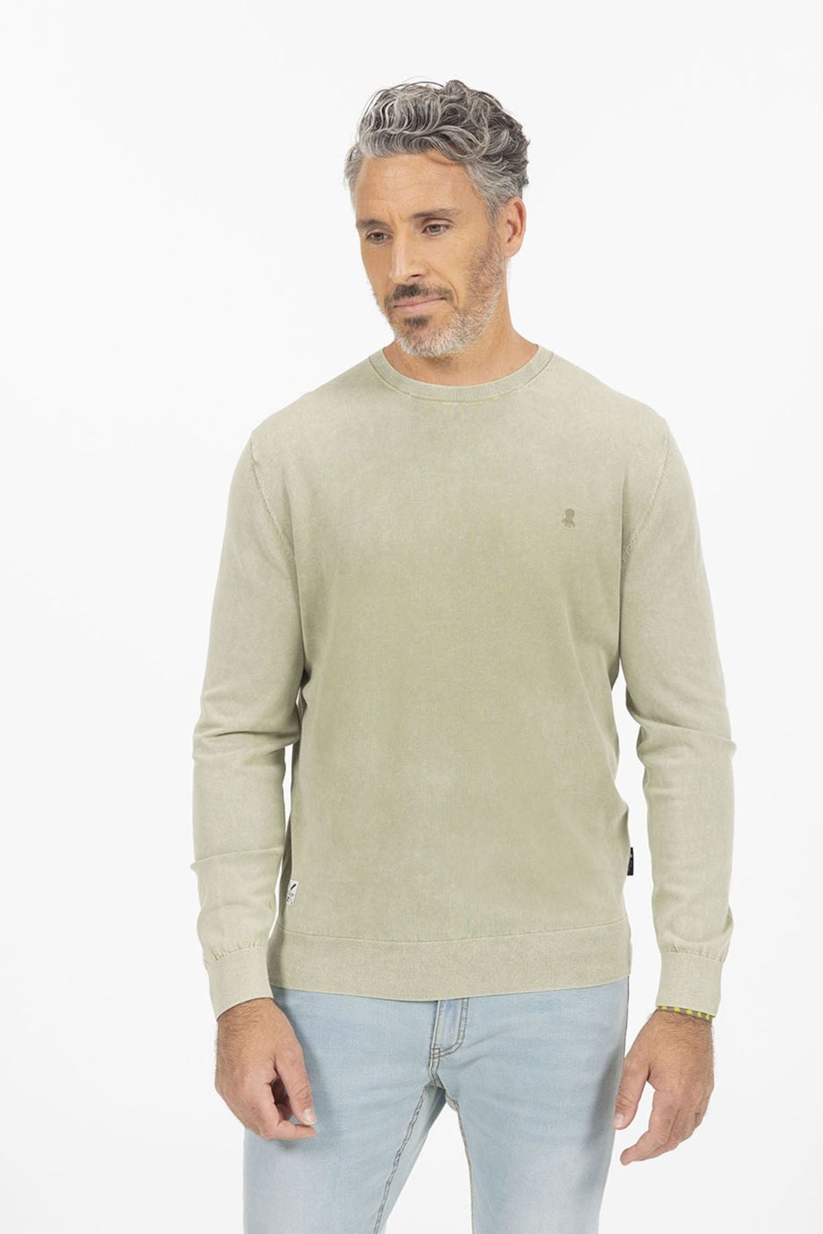SWEATER DE MALHA LAVADA VERDE SÁLVIA
