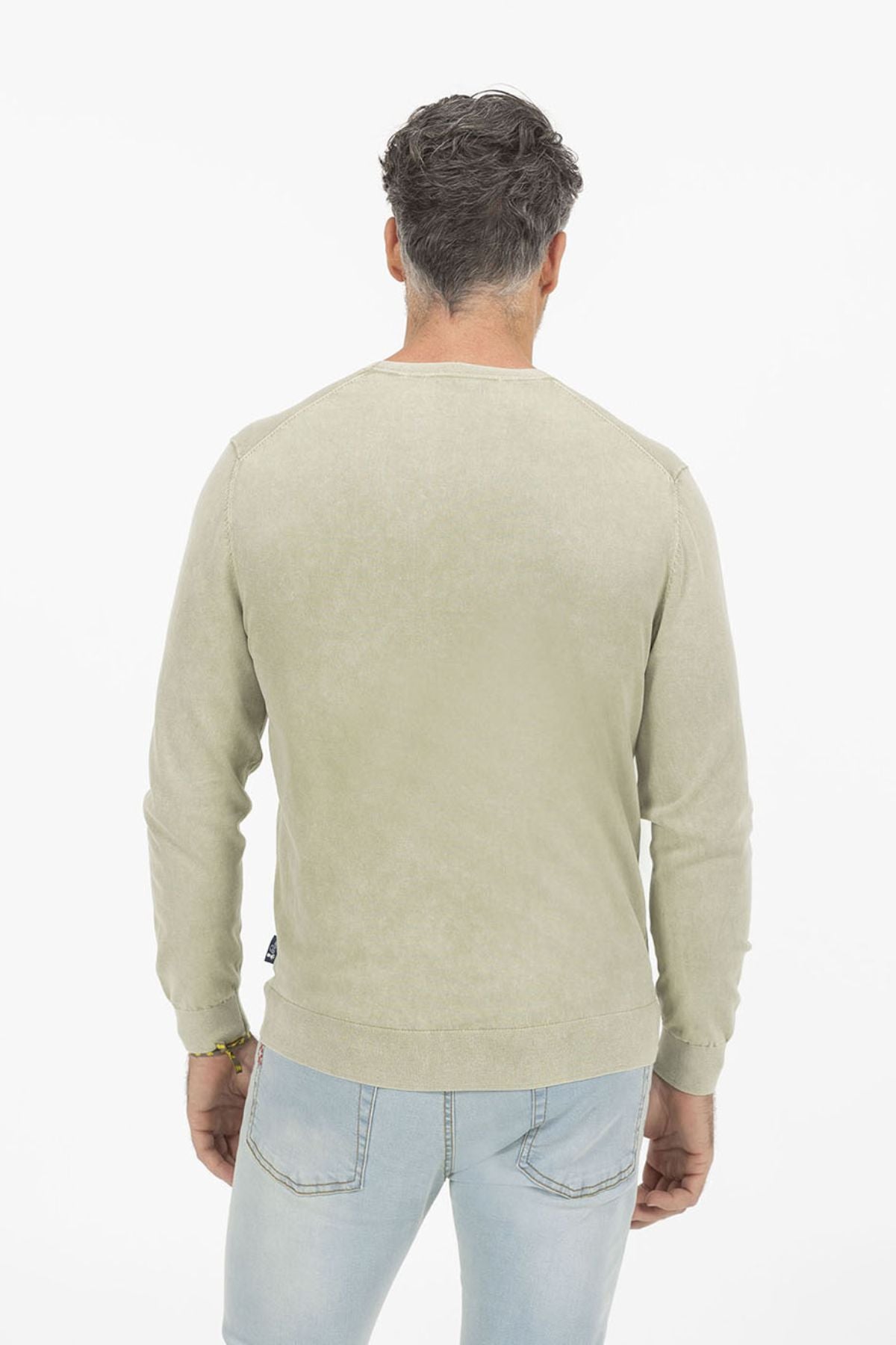 SWEATER DE MALHA LAVADA VERDE SÁLVIA
