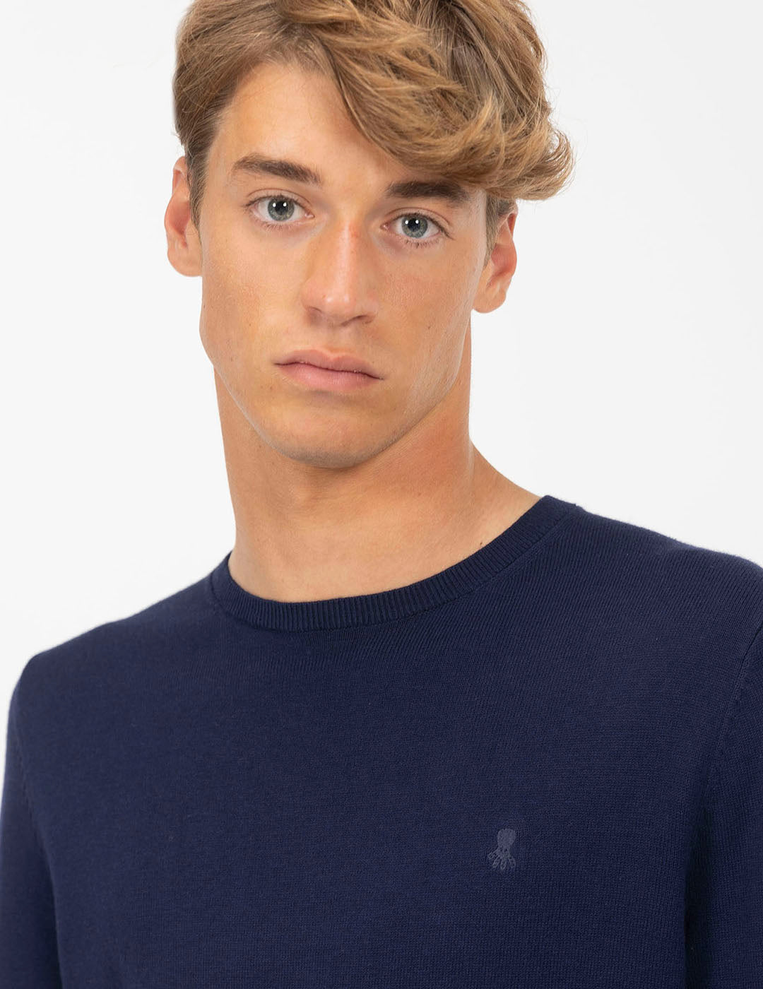 JERSEY BÁSICO CASHMERE AZUL MARINHO COM LOGOTIPO