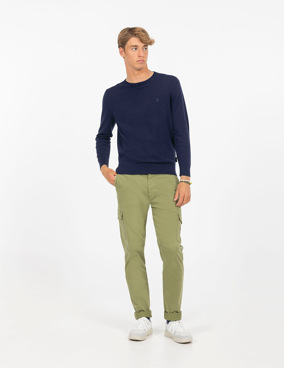 JERSEY BÁSICO CASHMERE AZUL MARINHO COM LOGOTIPO