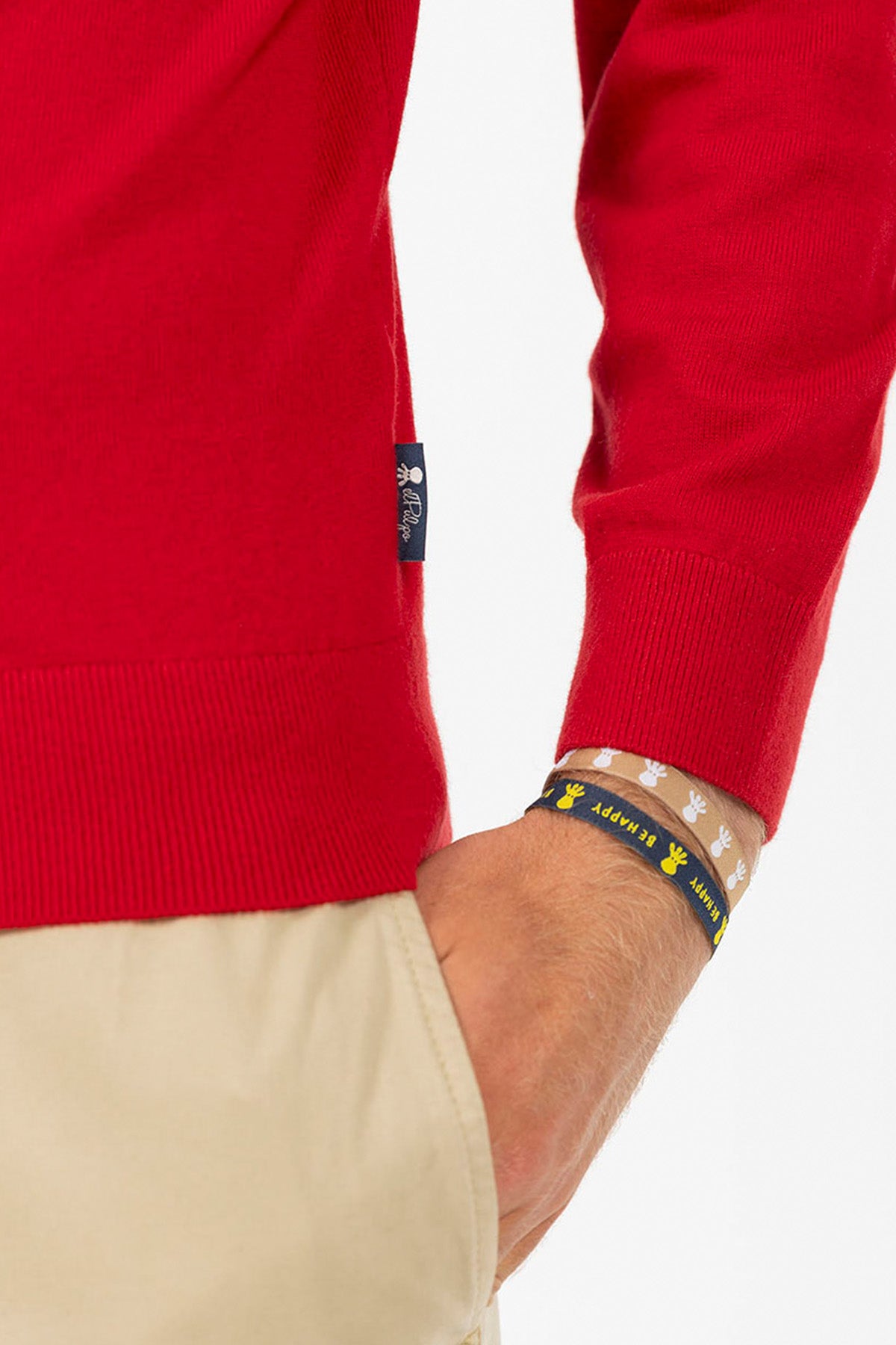 T-SHIRT COM LOGOTIPO CASTANHO E GOLA REDONDA MISTA