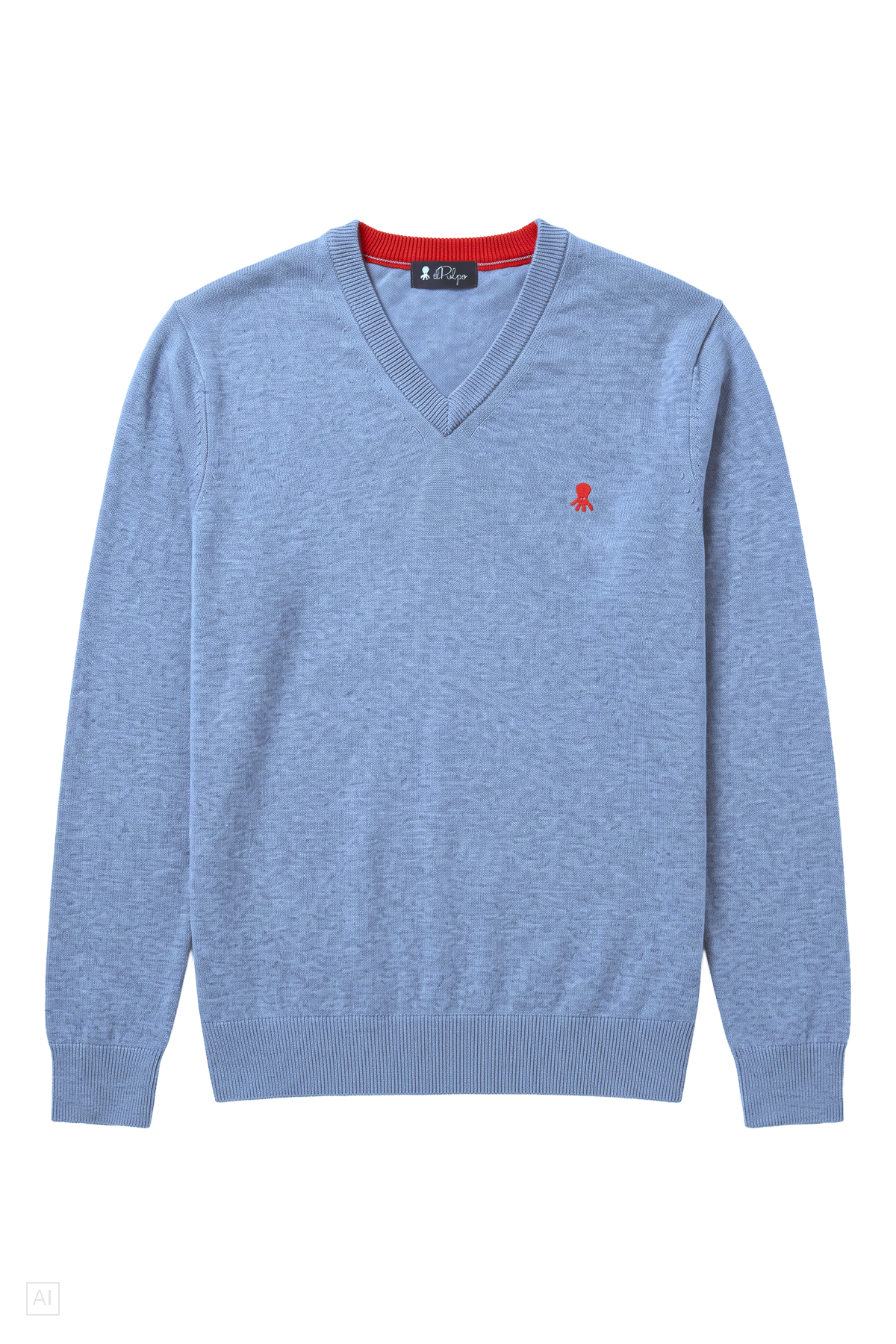 JERSEY CUELLO PICO ALGODÓN ÍNDIGO