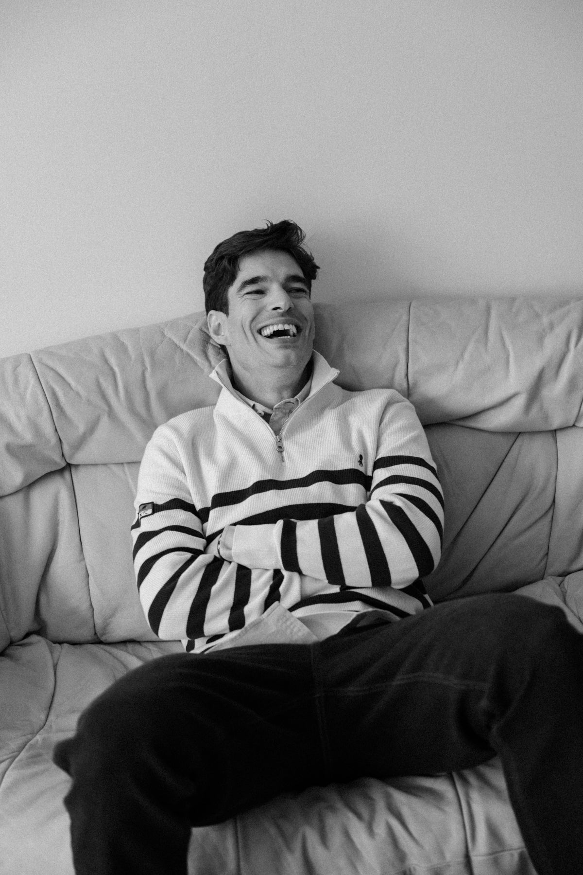 Jersey perkins punto perlado rayas bandera blanco roto