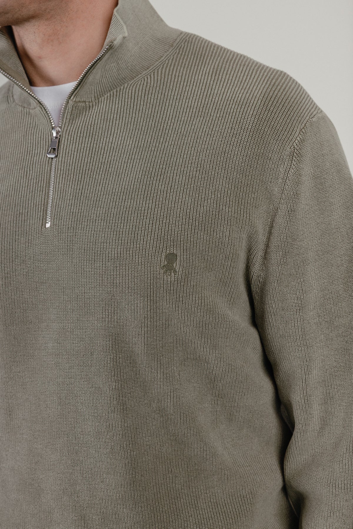 Jersey perkins punto perlado rayas bandera verde khaki