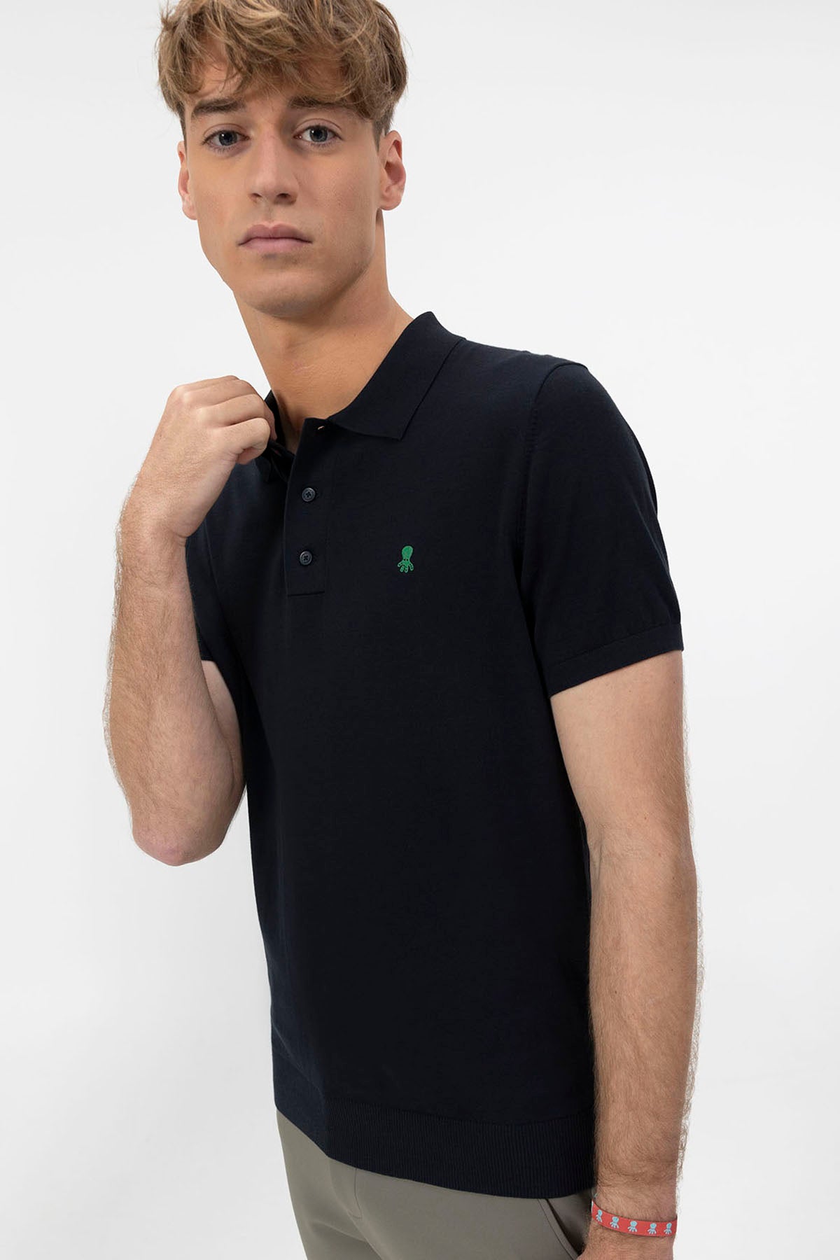 POLO DE PUNTO CREPE BÁSICA AZUL MARINO
