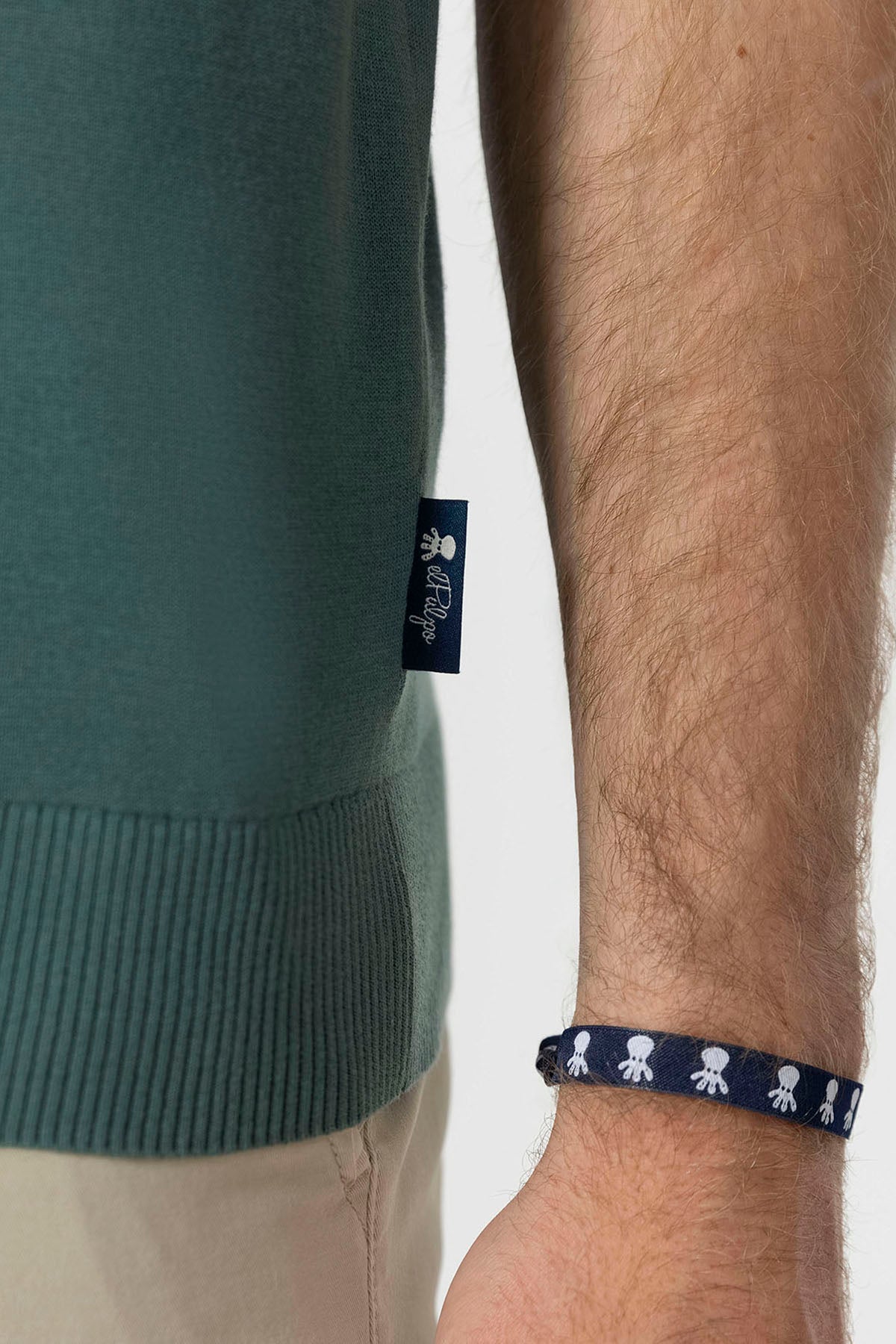 CAMISA POLO BÁSICA DE MALHA CREPE CINZA-VERDE