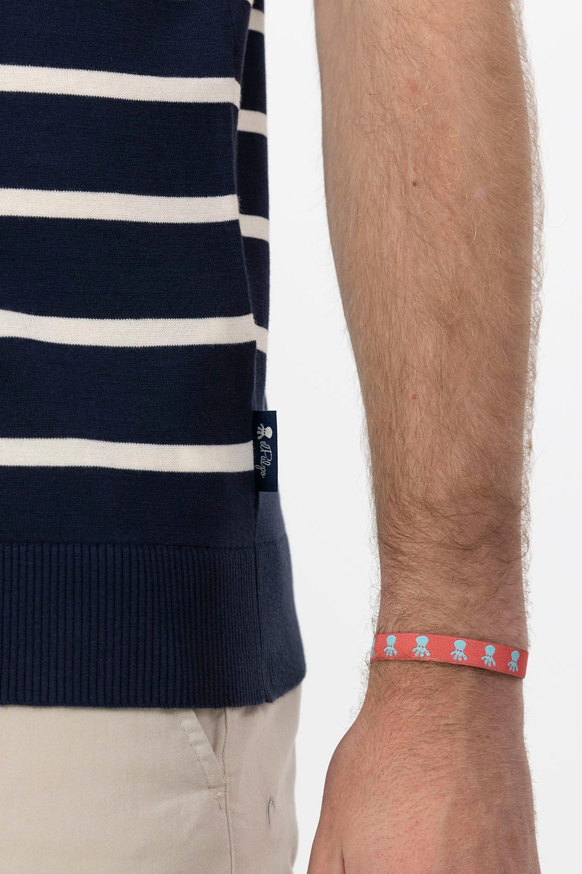 POLO DE PUNTO EXTRAFINO RAYAS AZUL MARINO