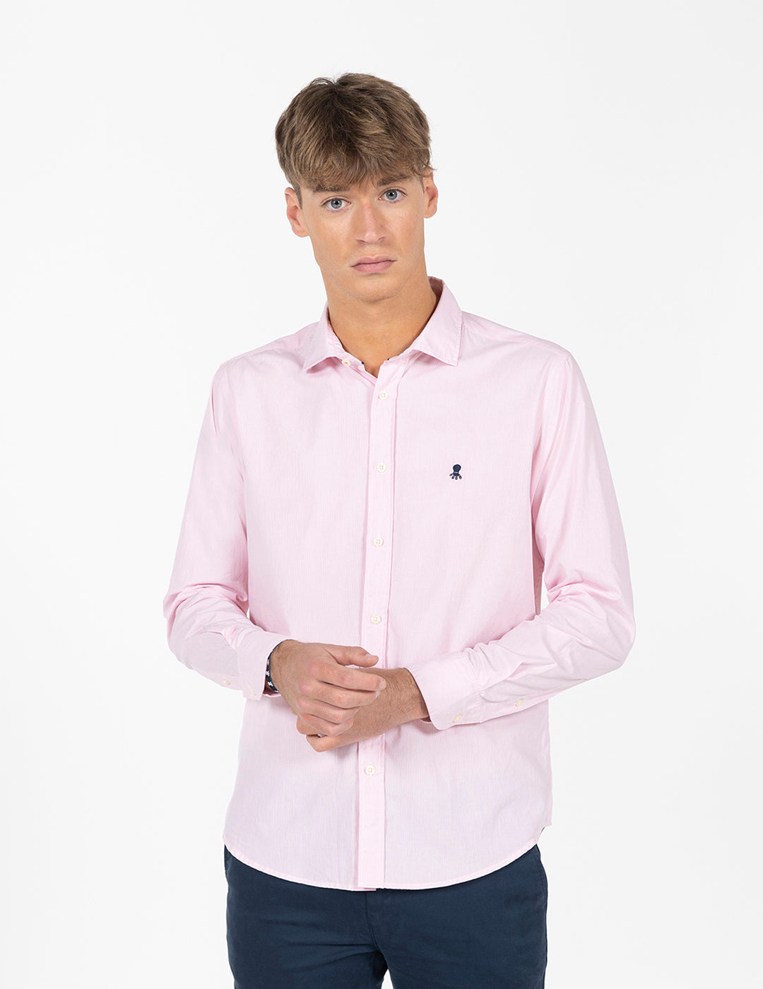 CAMISA MICRORAYA POPELÍN ROSA BEBÉ