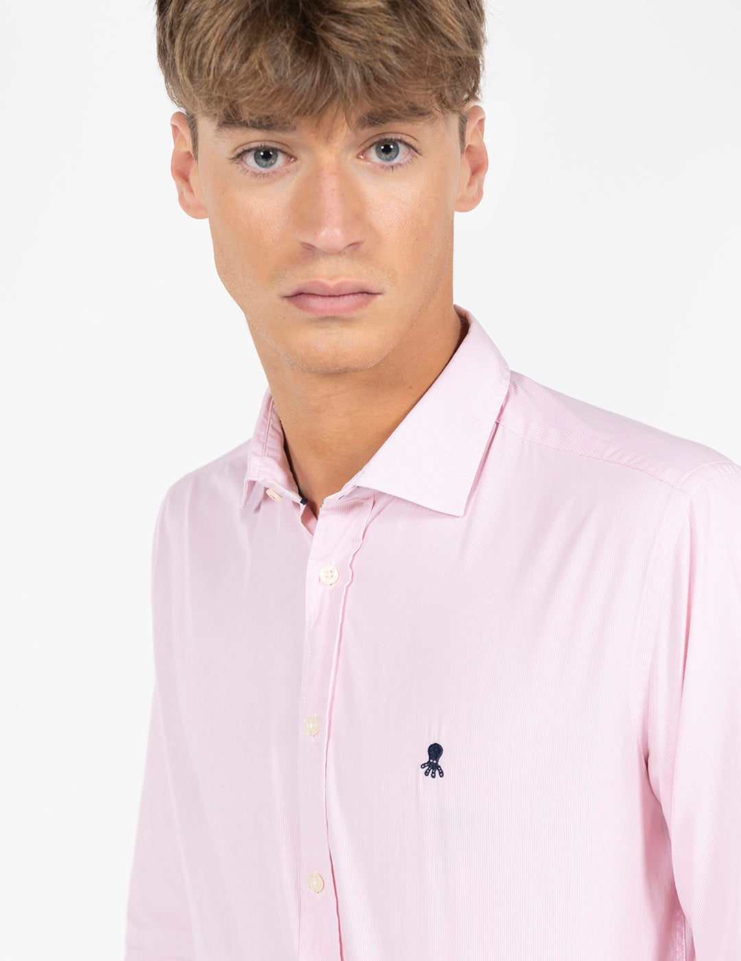 CAMISA MICRORAYA POPELÍN ROSA BEBÉ