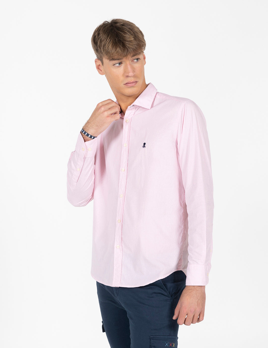 CAMISA MICRORAYA POPELÍN ROSA BEBÉ