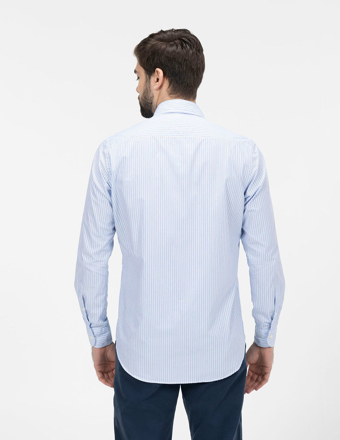 CAMISA RAYAS BICOLOR COMBINADA POPELÍN AZUL ROYAL