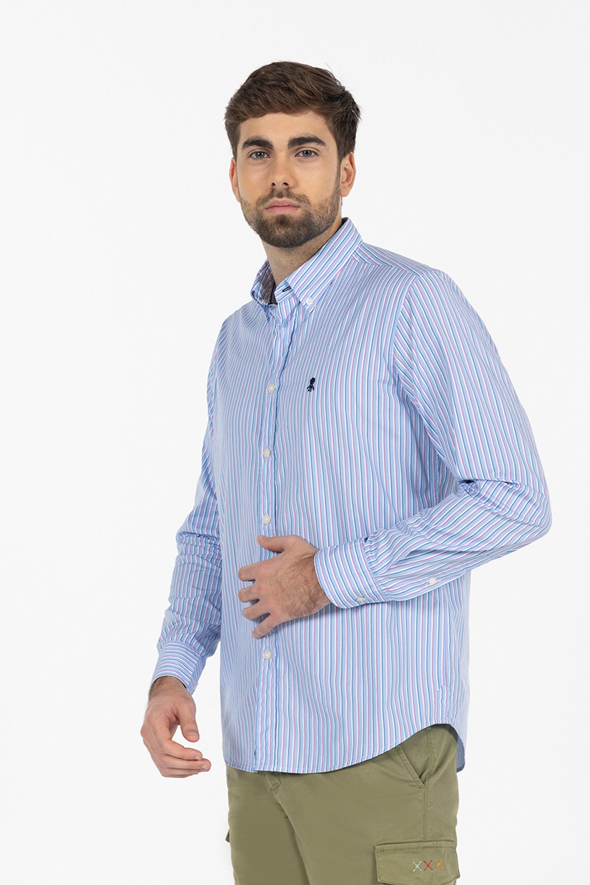 CAMISA RAYAS COMBINADAS POPELÍN AZUL CAPRI