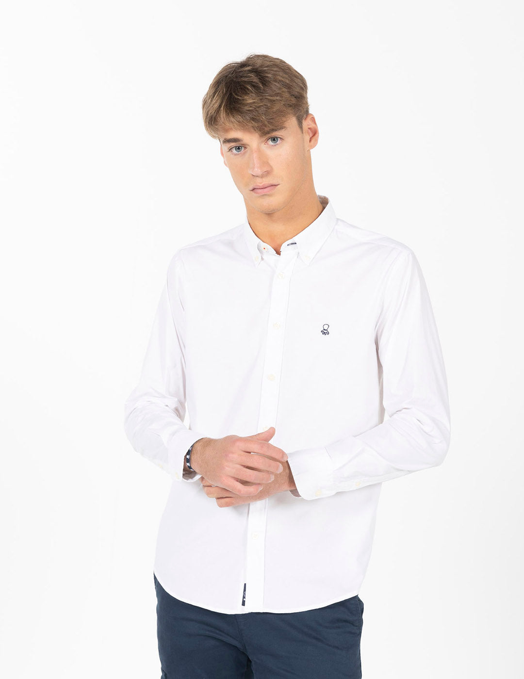 CAMISA POPELÍN LOGO BORDEADO BLANCO PURO