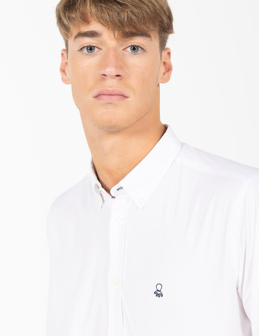 CAMISA POPELÍN LOGO BORDEADO BLANCO PURO