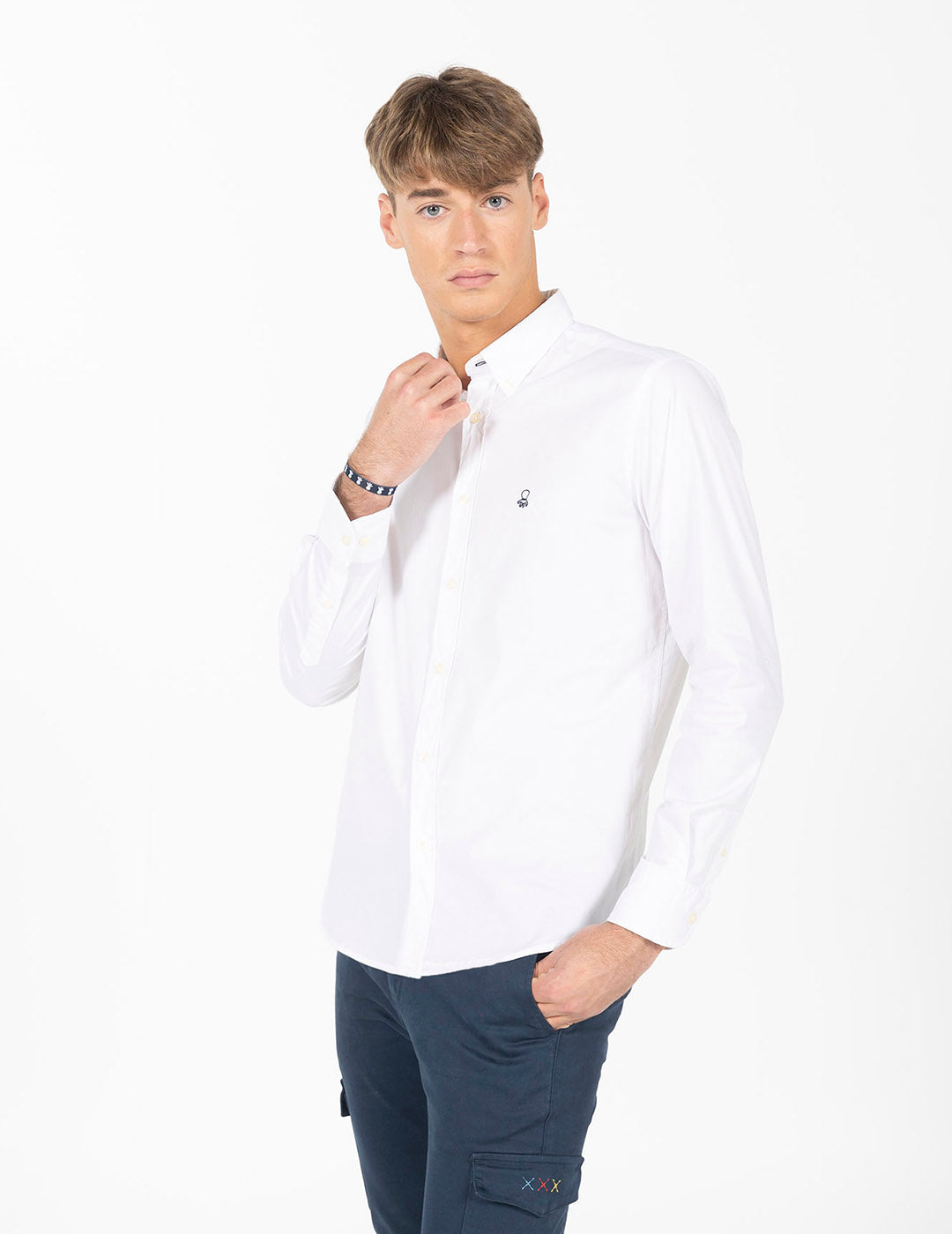 CAMISA POPELÍN LOGO BORDEADO BLANCO PURO