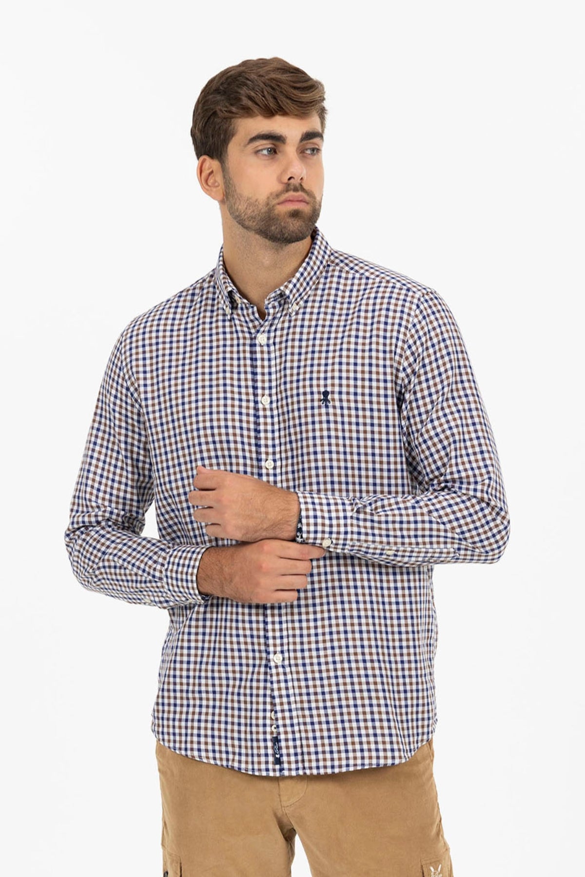 CAMISA CUADRO VICHY BICOLOR MARRÓN CHOCOLATE