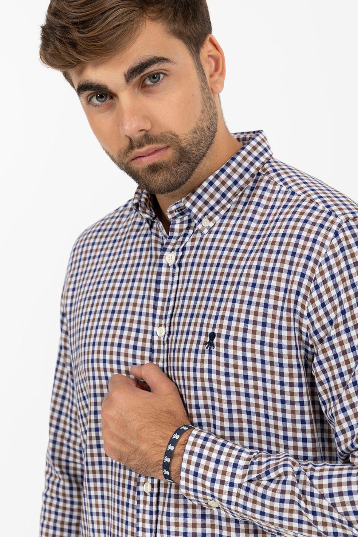 CAMISA CUADRO VICHY BICOLOR MARRÓN CHOCOLATE