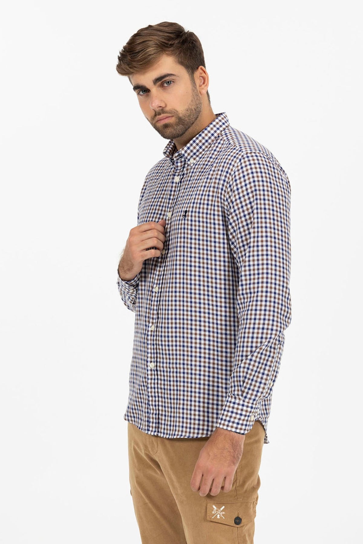 CAMISA CUADRO VICHY BICOLOR MARRÓN CHOCOLATE