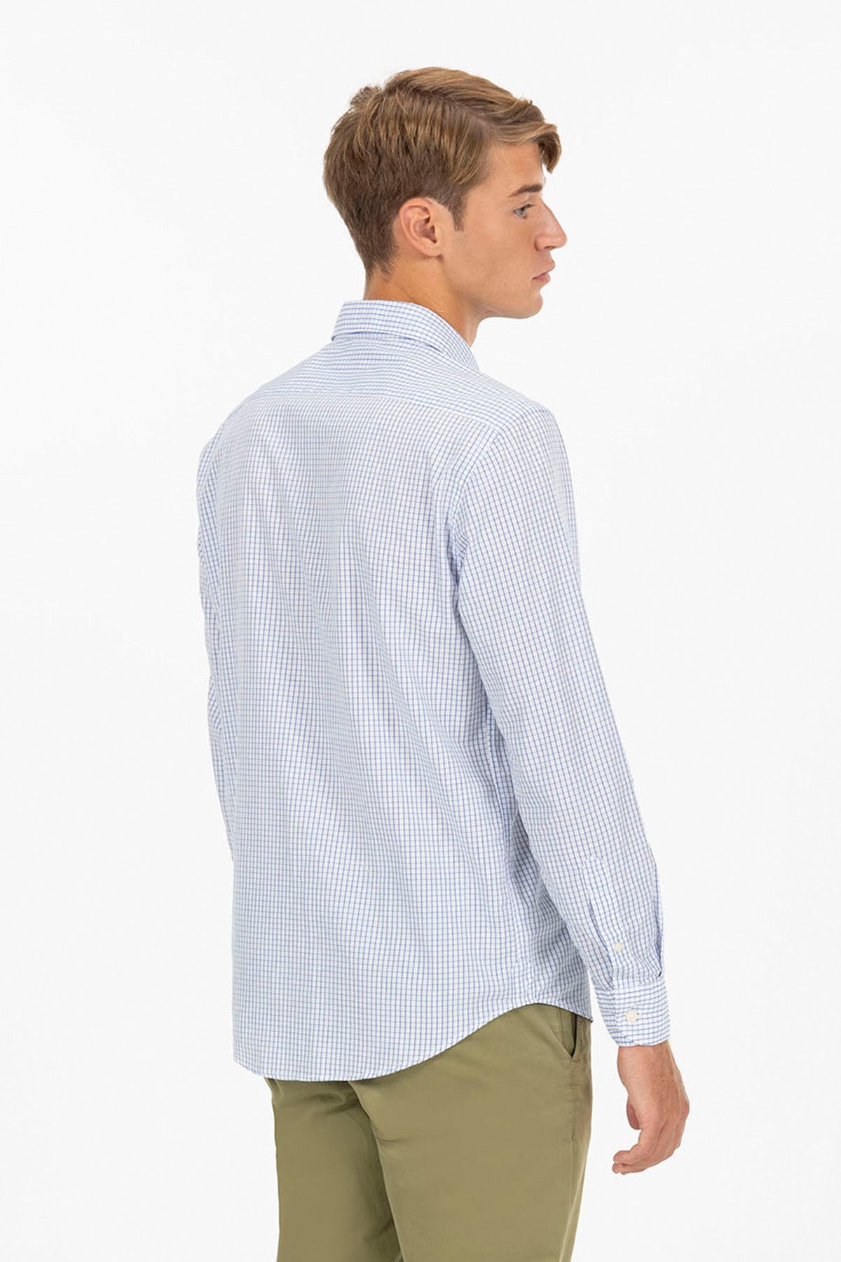 CAMISA CUADRO SIMPLE POPELIN AZUL COBALTO