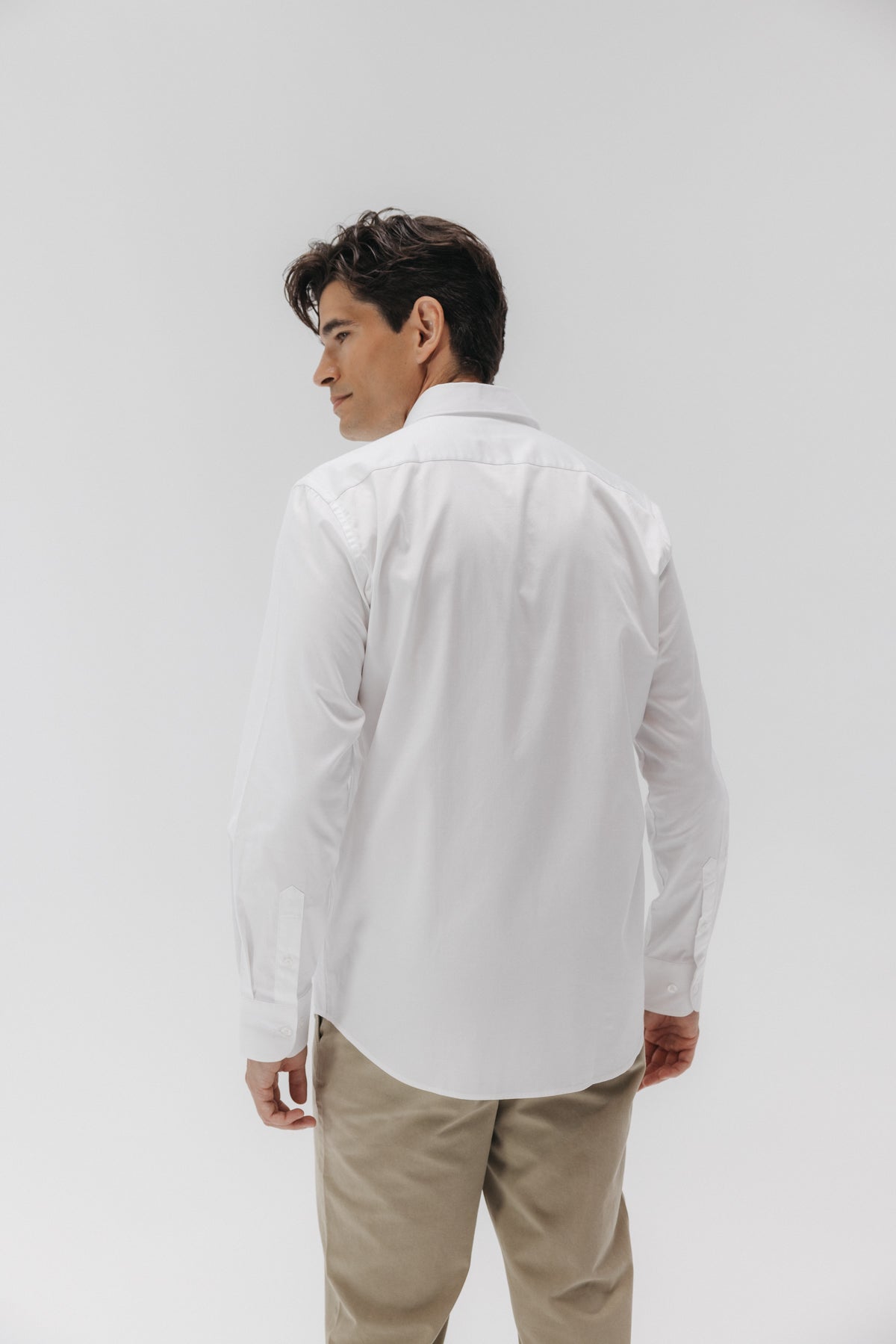 Camisa vestir popelín elástico blanco puro