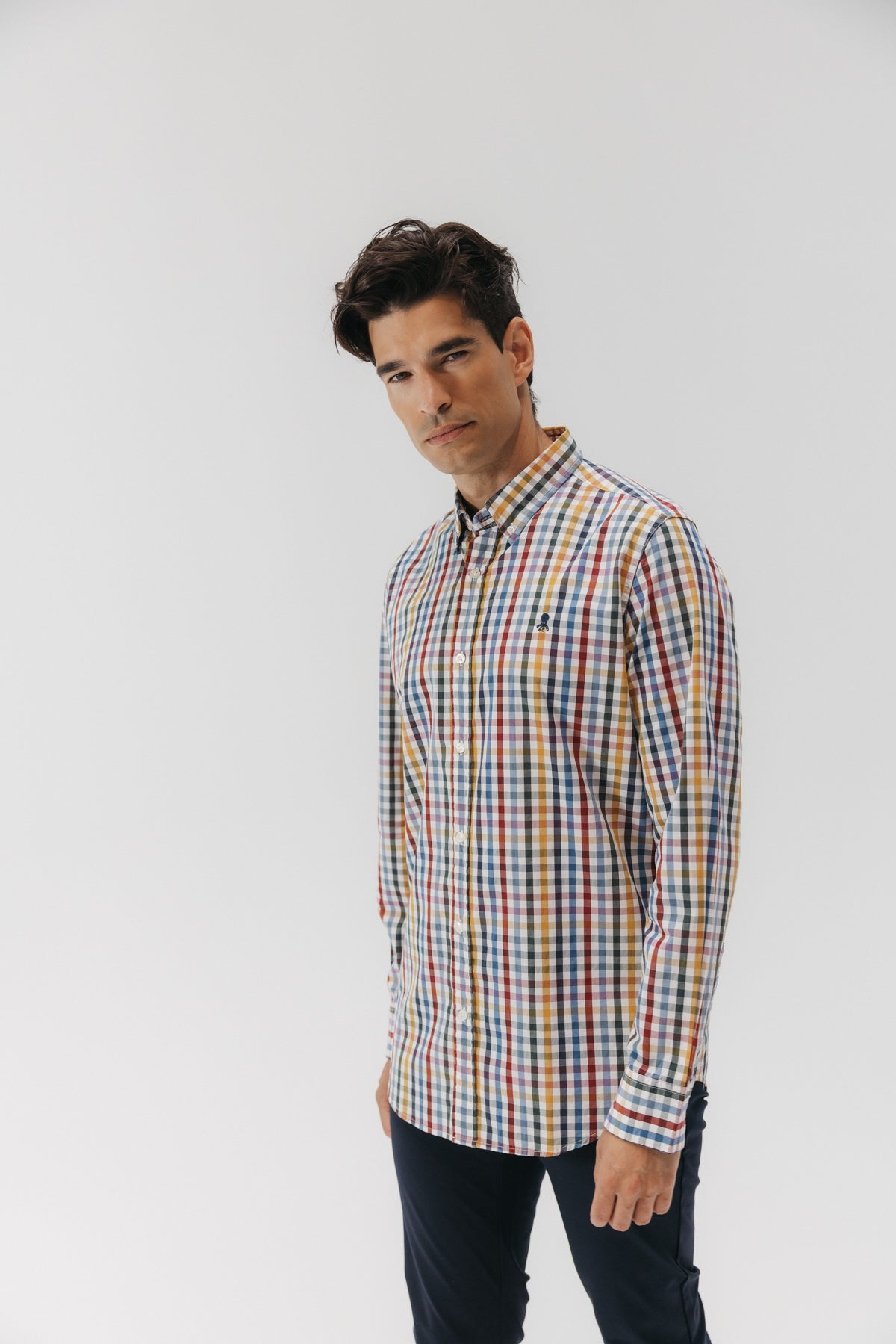 CAMISA CASUAL POPELÍN CUADRO VICHY GRANDE MULTICOLOR
