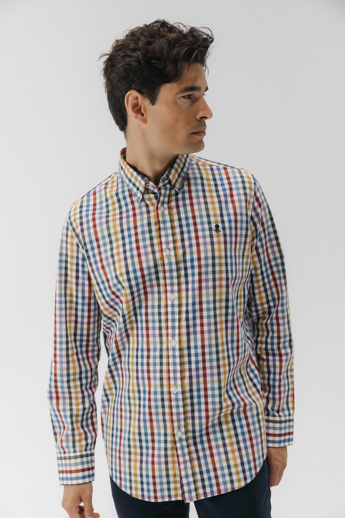CAMISA CASUAL POPELÍN CUADRO VICHY GRANDE MULTICOLOR