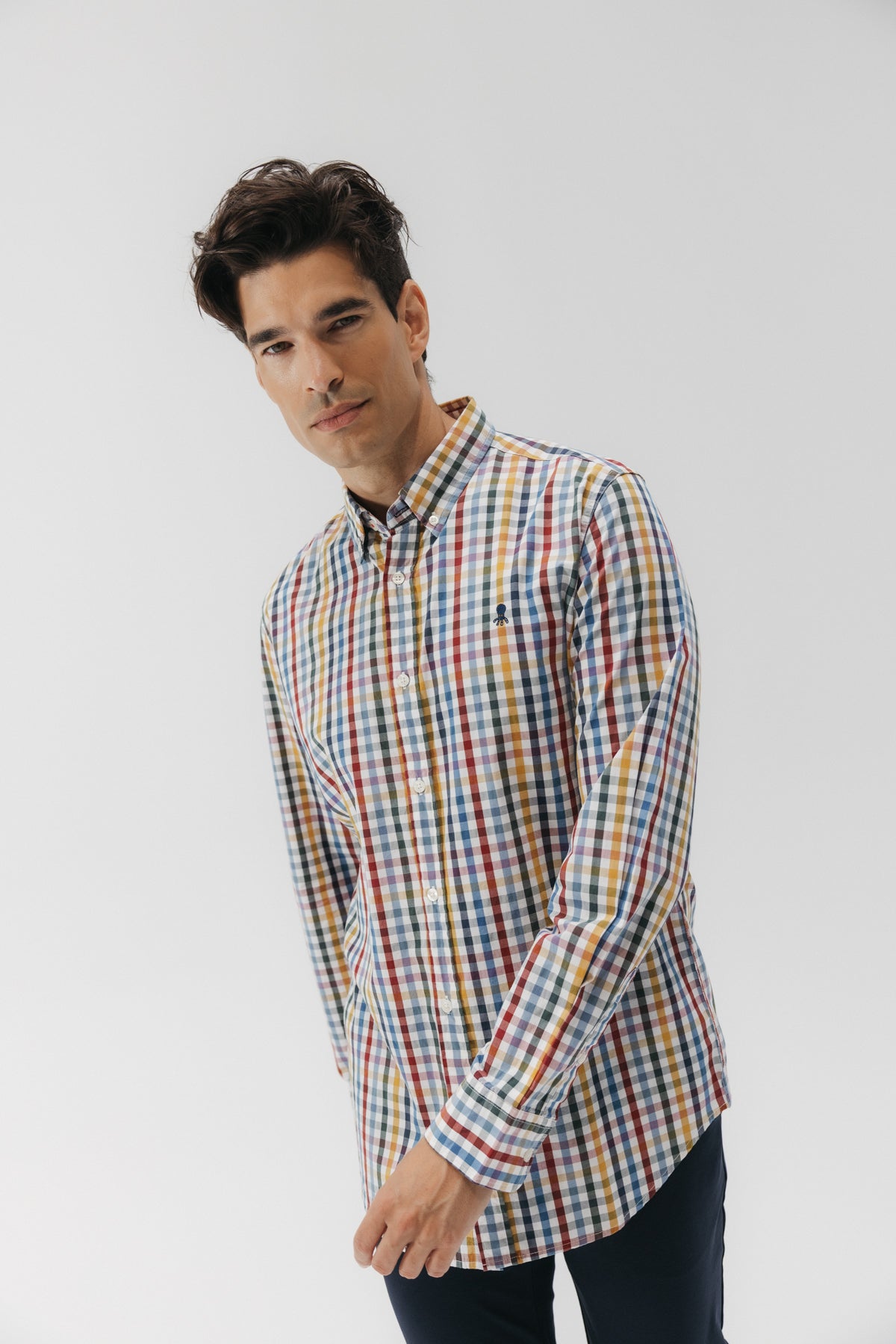 CAMISA CASUAL POPELÍN CUADRO VICHY GRANDE MULTICOLOR
