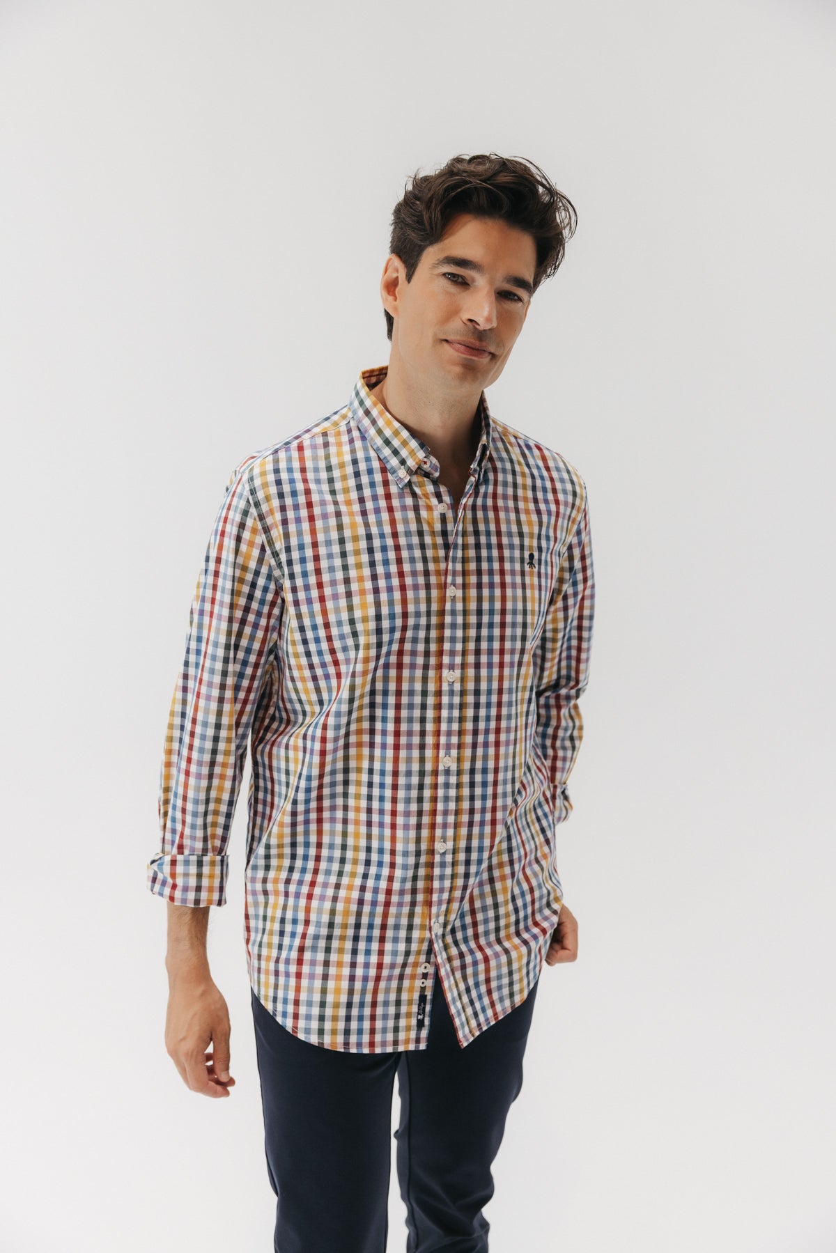 CAMISA CASUAL POPELÍN CUADRO VICHY GRANDE MULTICOLOR