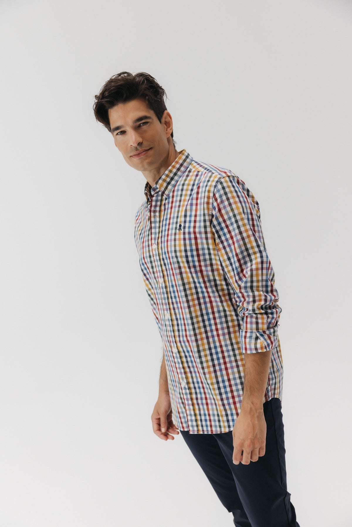 CAMISA CASUAL POPELÍN CUADRO VICHY GRANDE MULTICOLOR