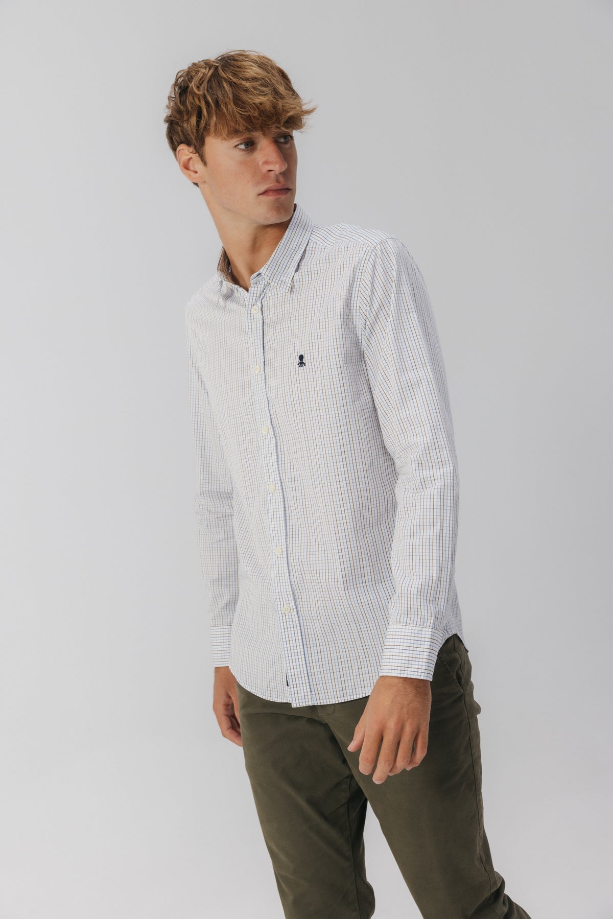 CAMISA SEMIVESTIR POPELÍN CUADRO MULTICOLOR