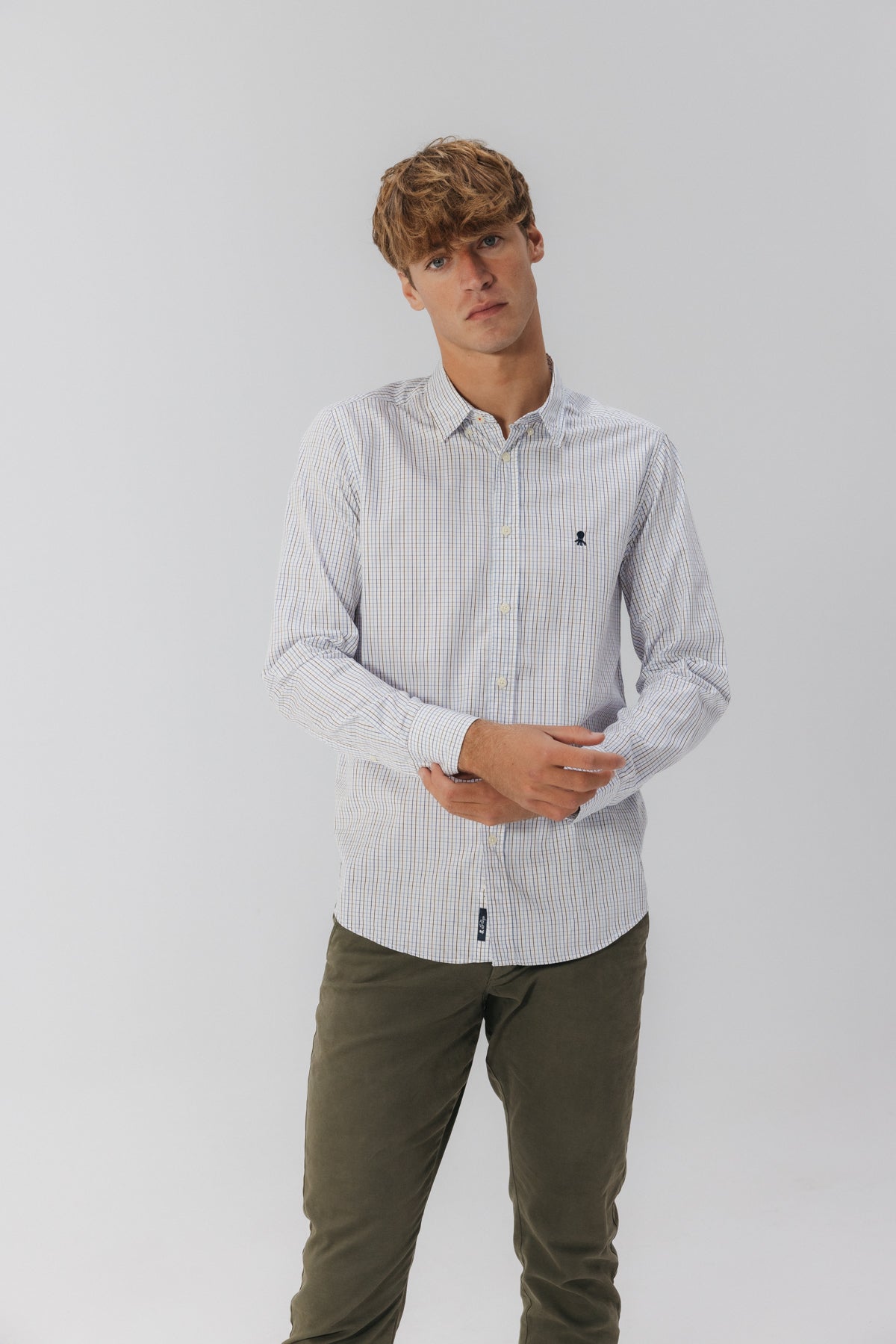 CAMISA SEMIVESTIR POPELÍN CUADRO MULTICOLOR