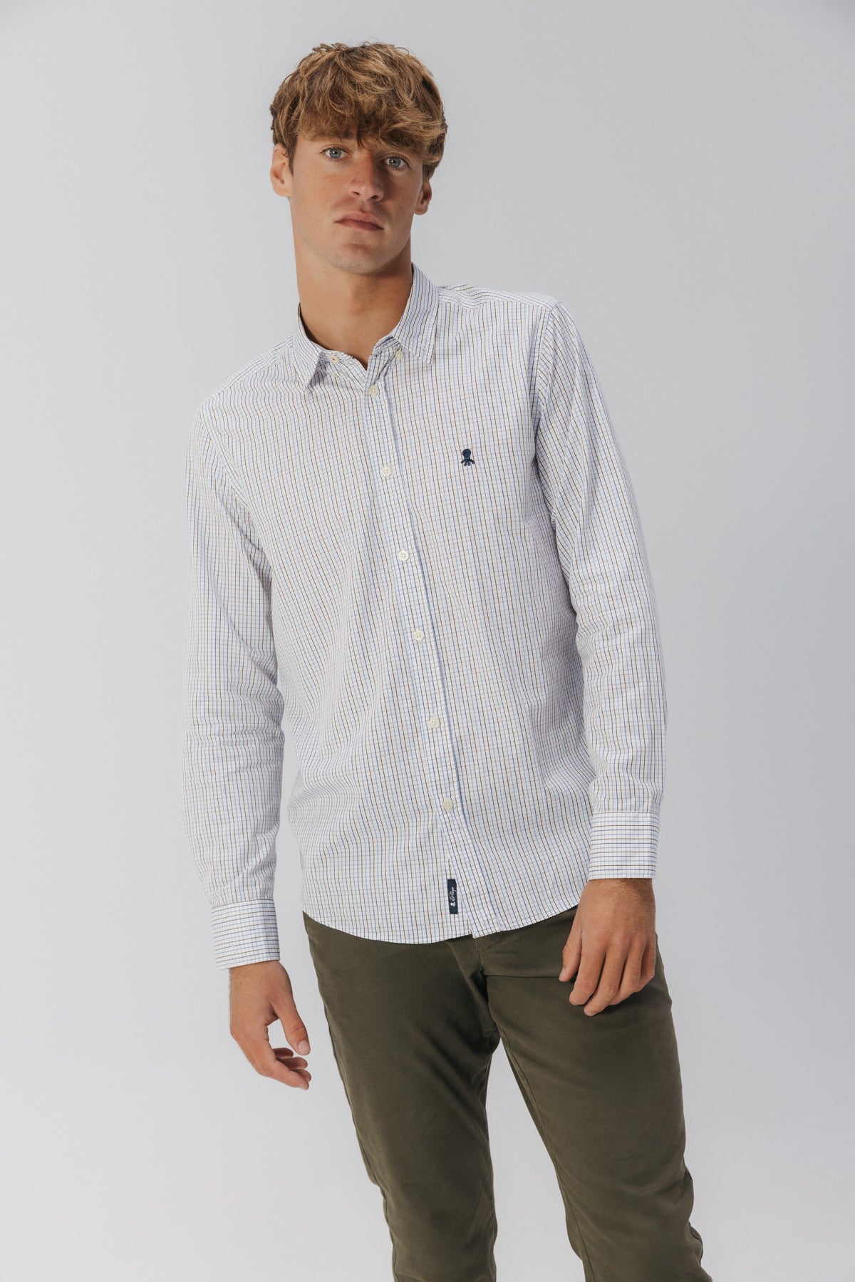 CAMISA SEMIVESTIR POPELÍN CUADRO MULTICOLOR