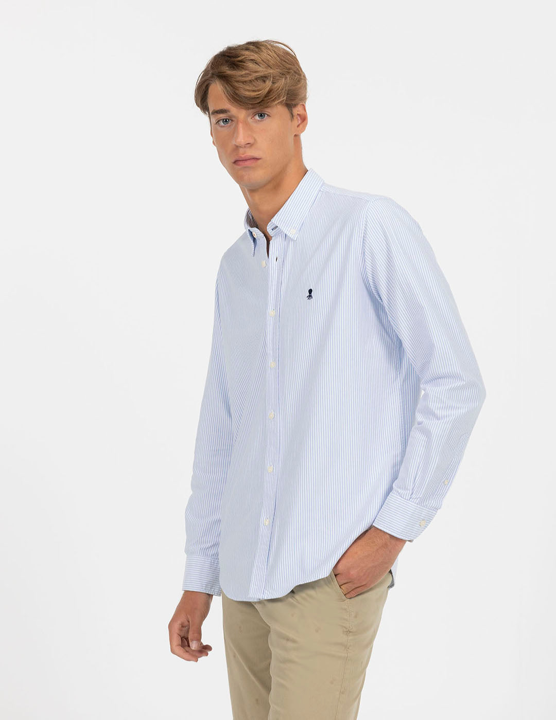 INDIGO STRIPED PINTPOINT SHIRT