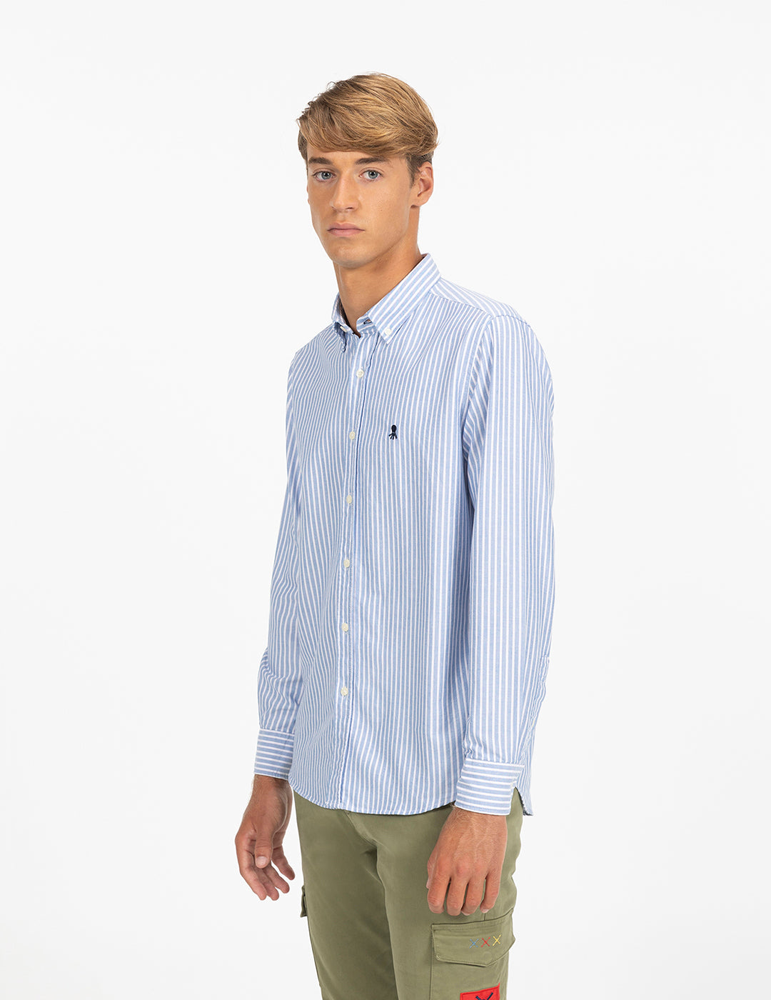 CAPRI BLUE OXFORD TRICOLOR STRIPE SHIRT