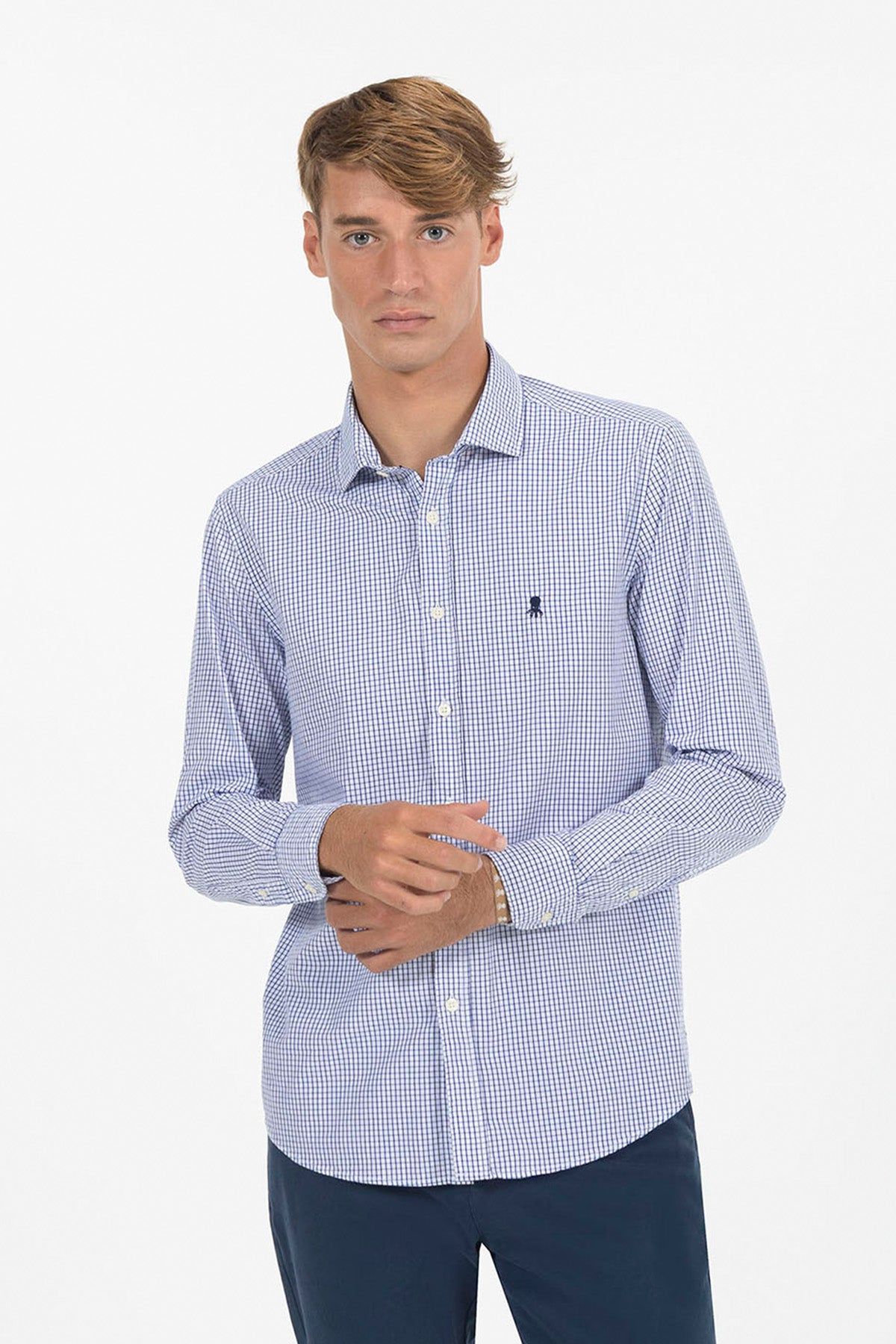 CAMISA CUADROS OBI OXFORD AZUL MARINO