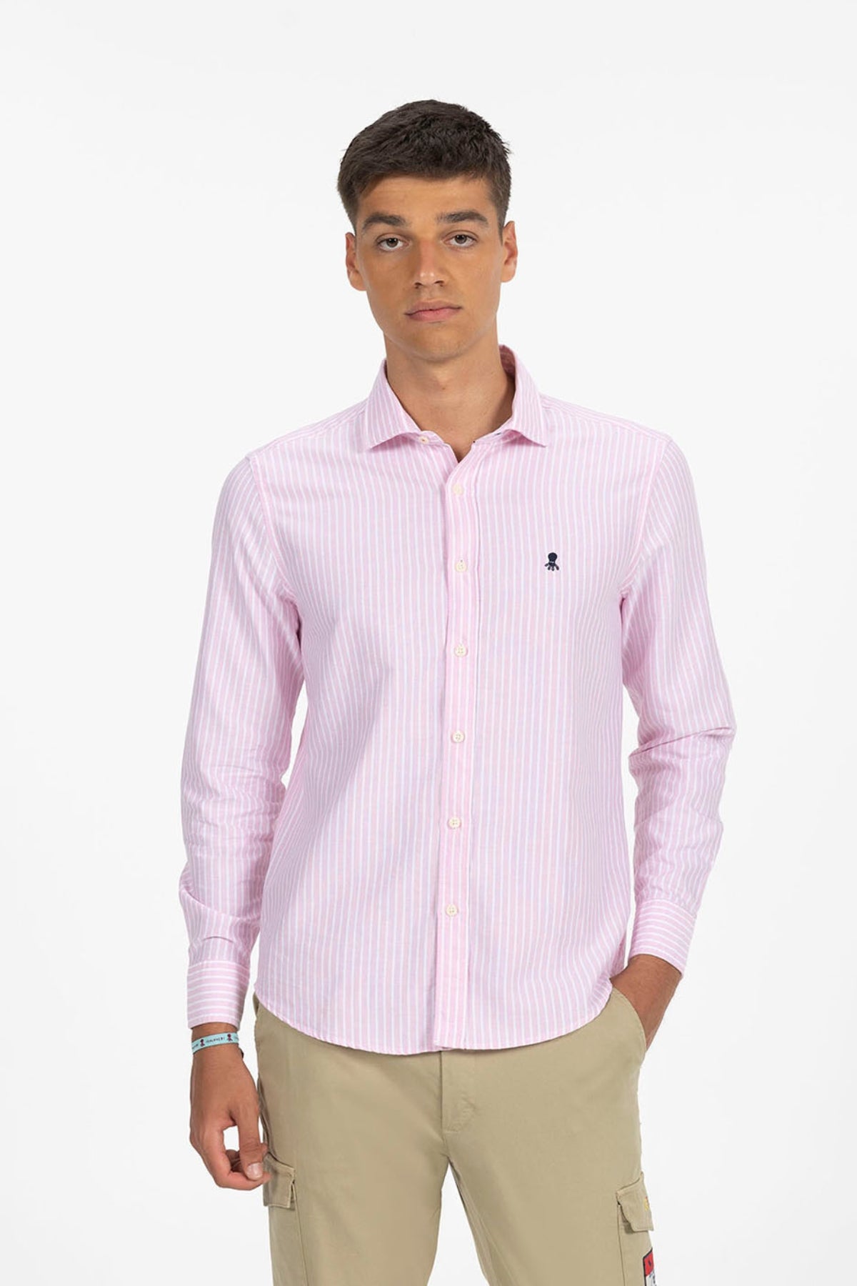 CAMISA RAYA ANCHA KENAI OXFORD ROSA