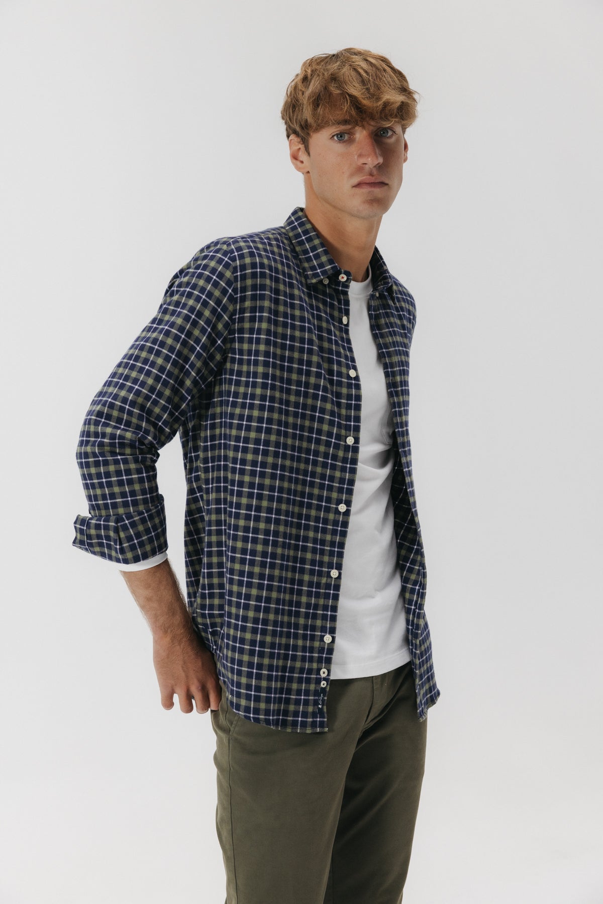 CAMISA CASUAL FRANELA CUADRO VERDE