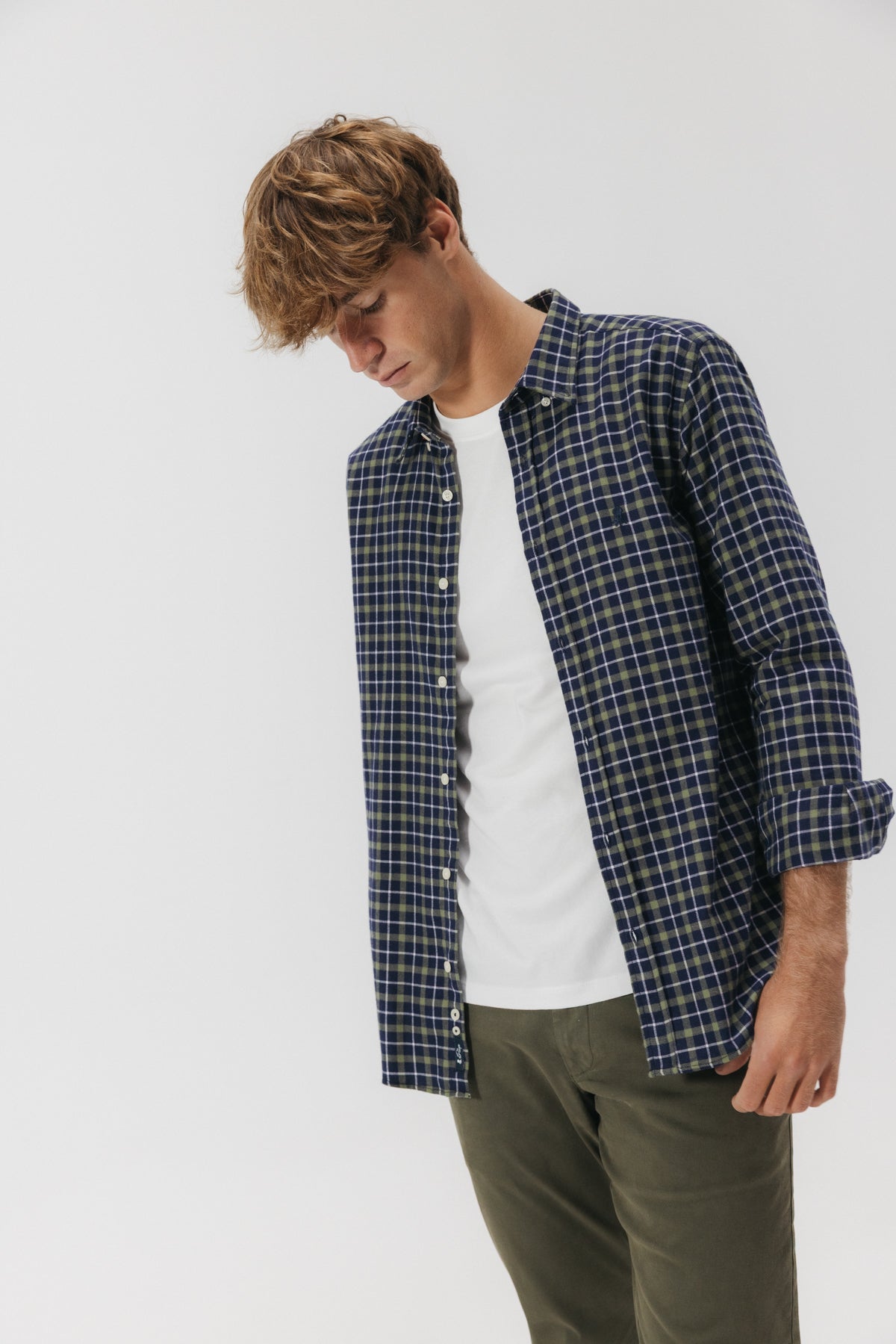 CAMISA CASUAL FRANELA CUADRO VERDE