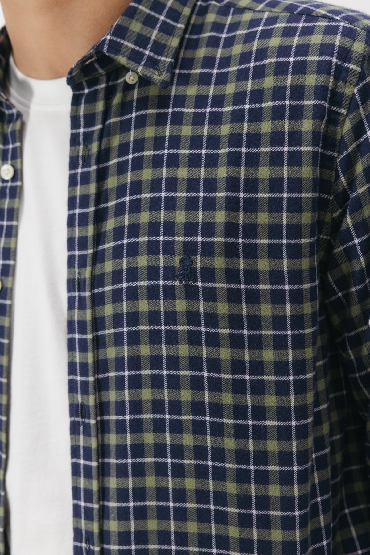 CAMISA CASUAL FRANELA CUADRO VERDE