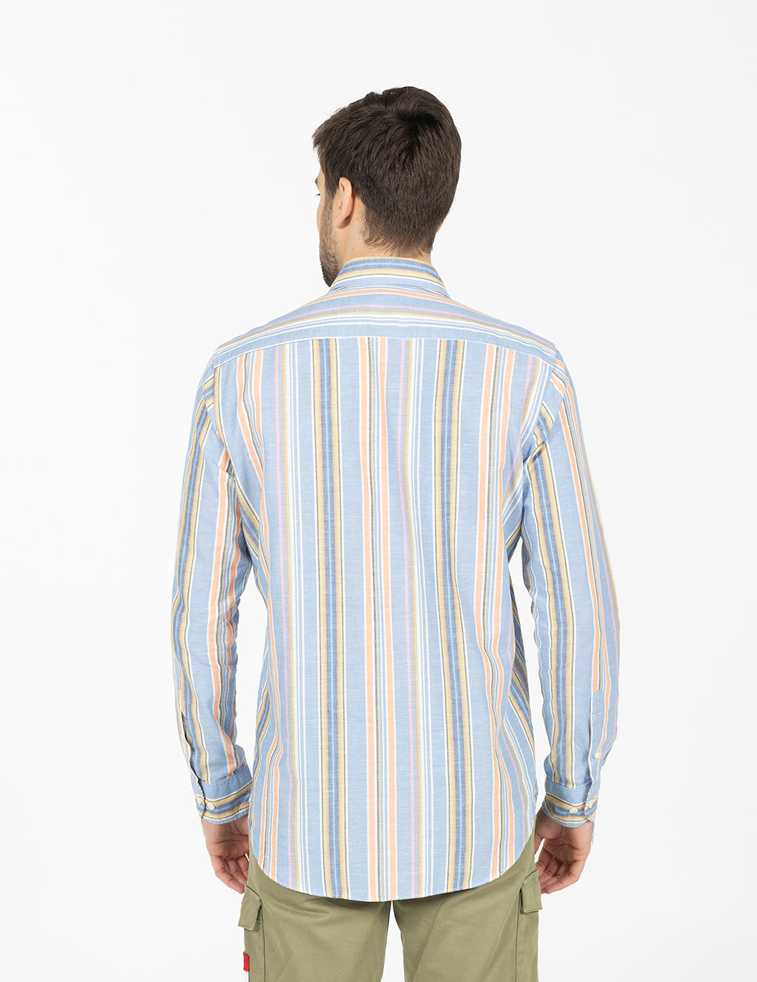 CAMISA RAYAS MULTICOLOR LINO AZUL CAPRI