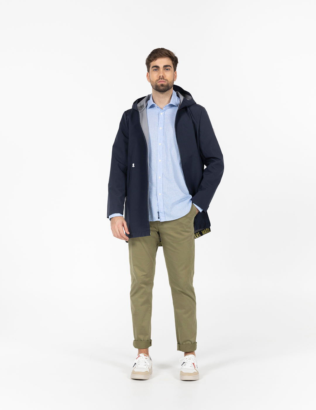 CAMISA MICRO PATA DE GALLO LINO AZUL CELESTE