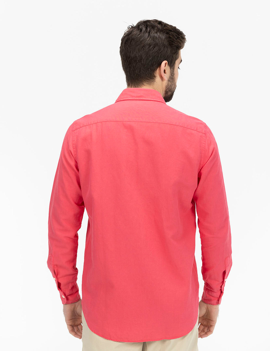 CAMISA LINO Y ALGODÓN LOGO FUCSIA