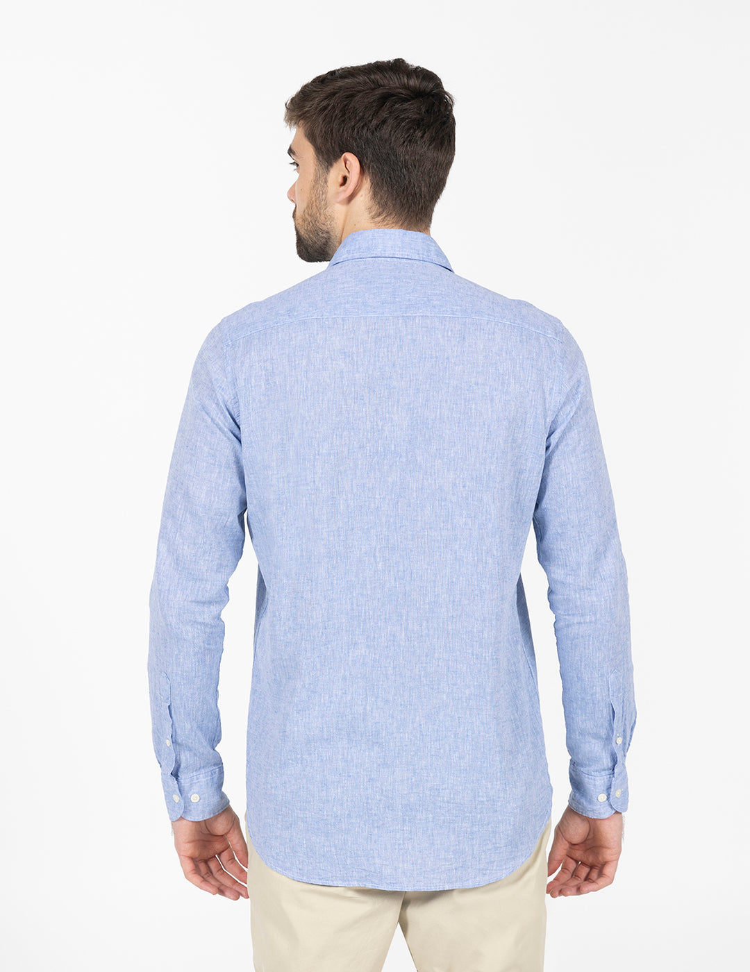 DELAVÉ NAVY BLUE LOGO LINEN AND COTTON SHIRT