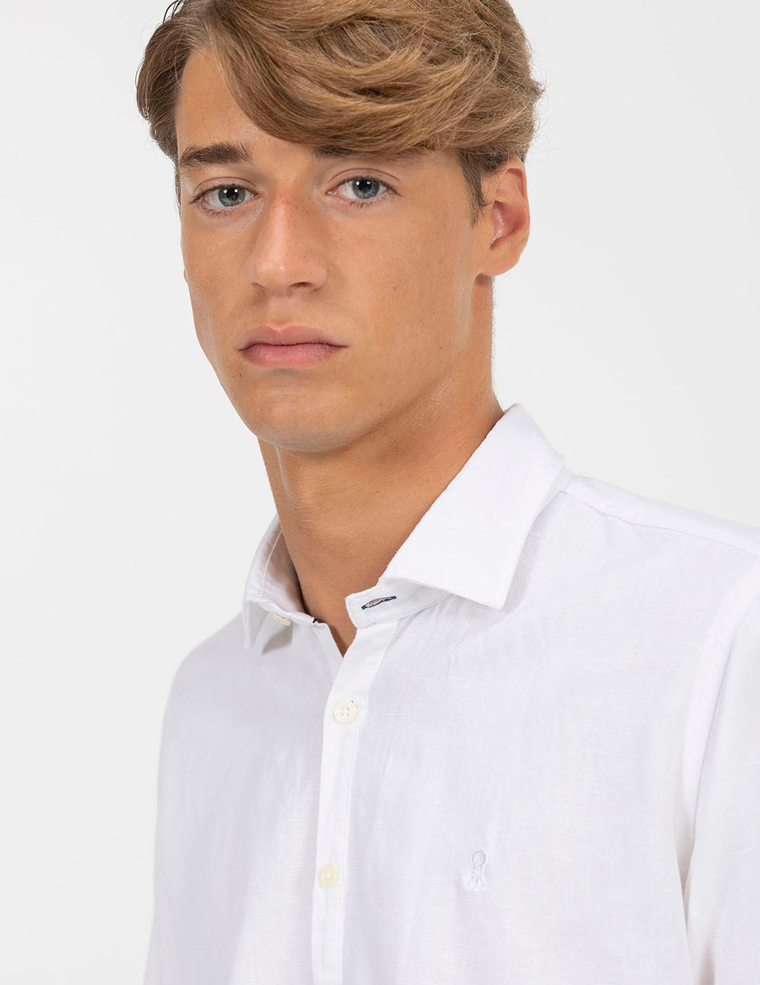 CAMISOLA POLO DE LINHO E ALGODÃO BRANCO PURO