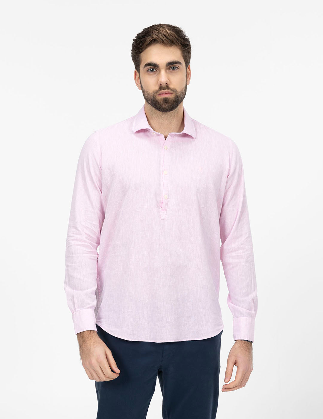 CAMISA POLERA LINO Y ALGODÓN ROSA BEBÉ