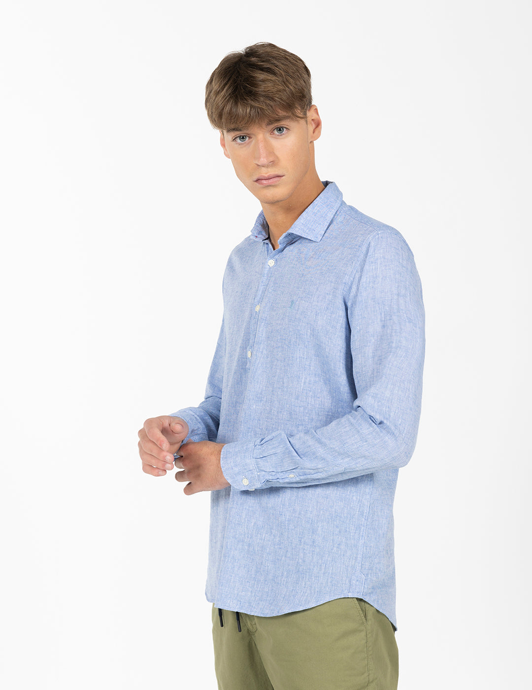 CAMISA POLERA LINO Y ALGODÓN AZUL MARINO DELAVÉ