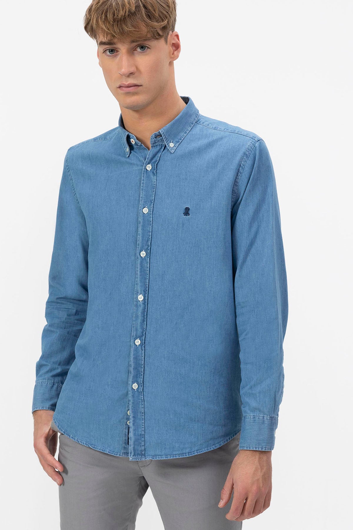 CAMISA DENIM STONE WASHED ÍNDIGO OSCURO