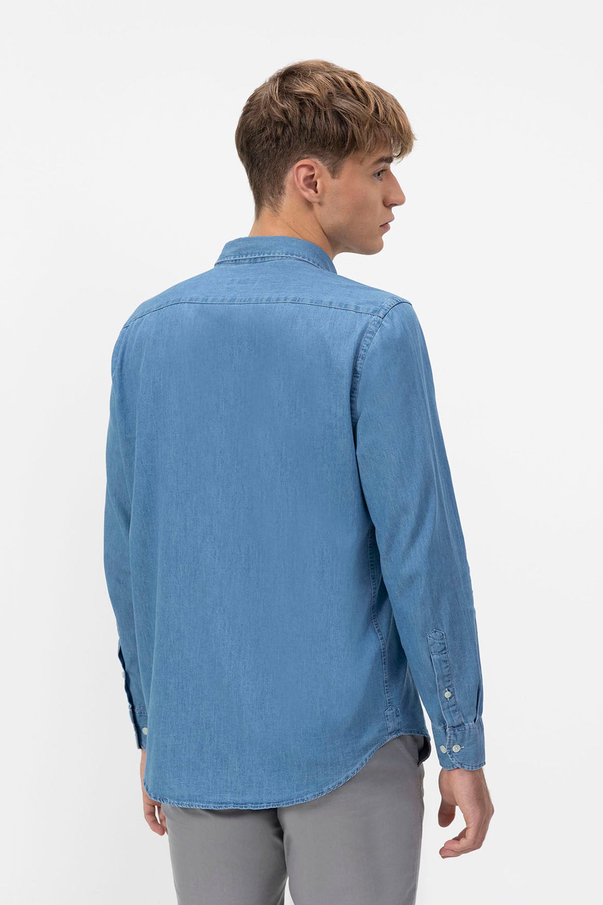 CAMISA JEANS STONE WASHED INDIGO ESCURO