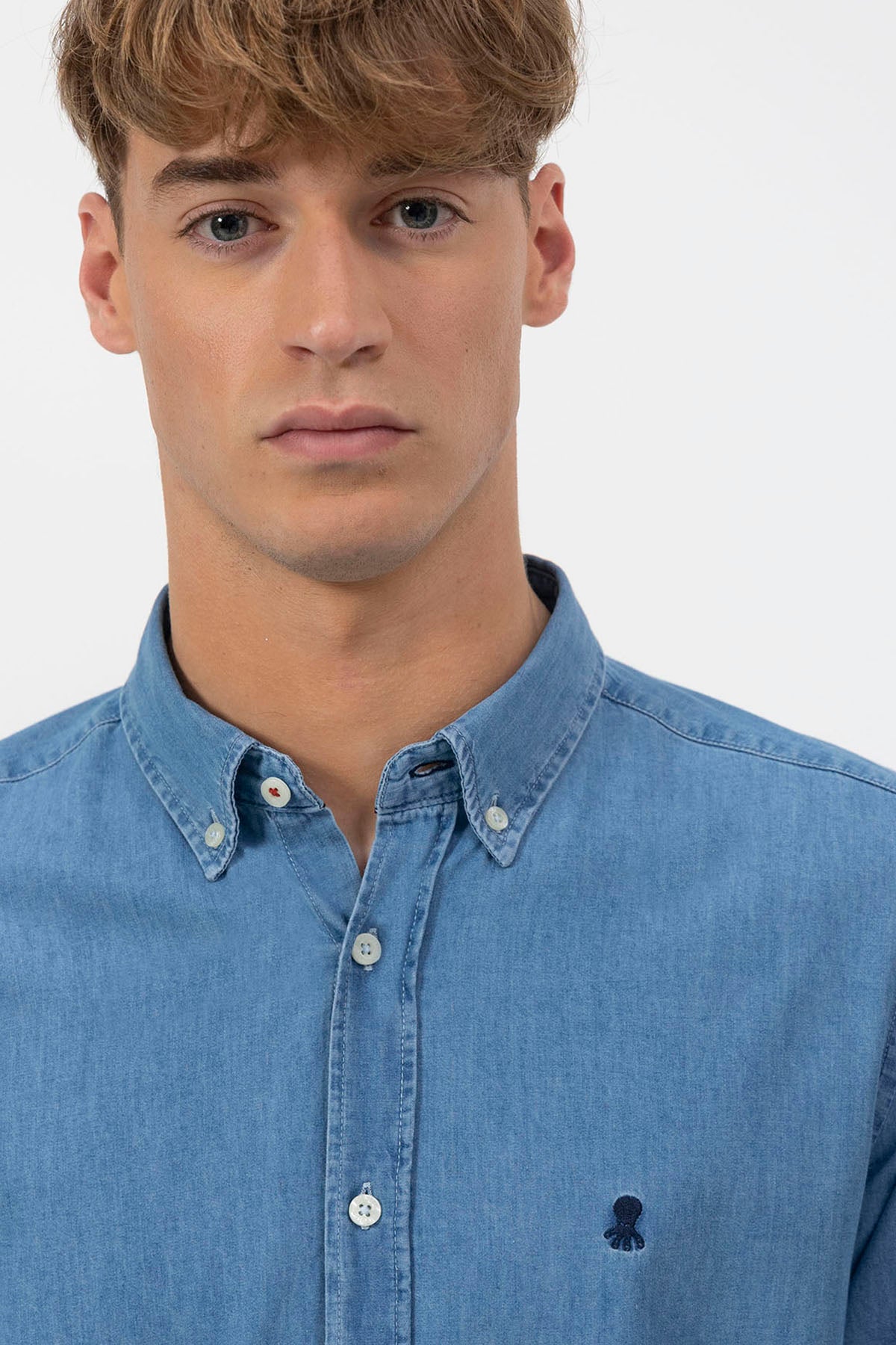 CAMISA JEANS STONE WASHED INDIGO ESCURO